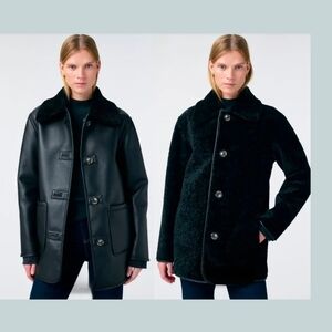 Vanessa Bruno Black Faux Fur Fileas Coat Size XS NWT $885 Reversable